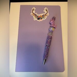 Purple Unicorn Beaded Pen and Journal Set
